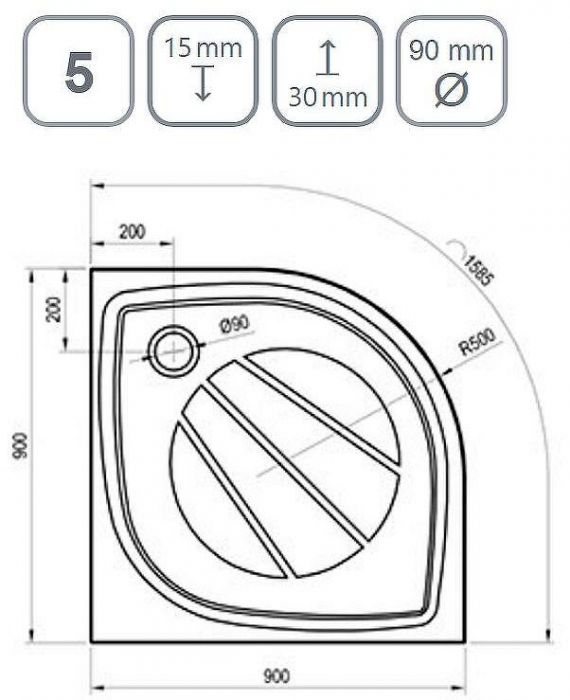 Душевой поддон из искусственного камня Ravak Elipso Pro 90х90 XA237701010BM Черный матовый