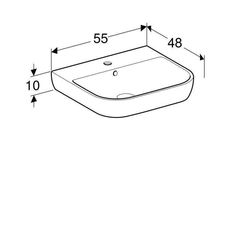 Раковина Geberit Smyle 55х48 см, с отв. под смеситель, с отв. перелива [500.227.01.1]