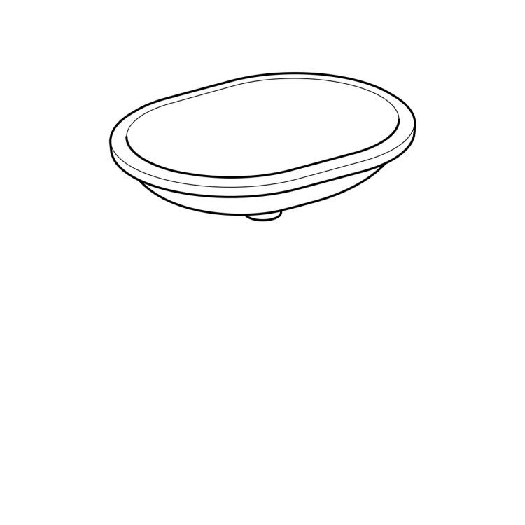 Раковина Geberit VariForm с установкой под столешницу  эллиптичекой формы, T1=55х40 см, без отв. под смеситель, без отв. перелива [500.758.01.2]