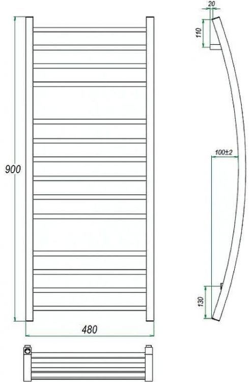 Водяной полотенцесушитель Grota Primo 480х900 Хром