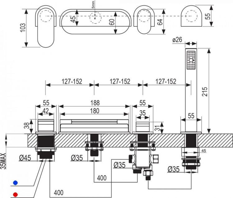 Смеситель на борт ванны Ravak Chrome CR 025.00 X070073 Смеситель на борт ванны Ravak Chrome CR 025.00 X070073
