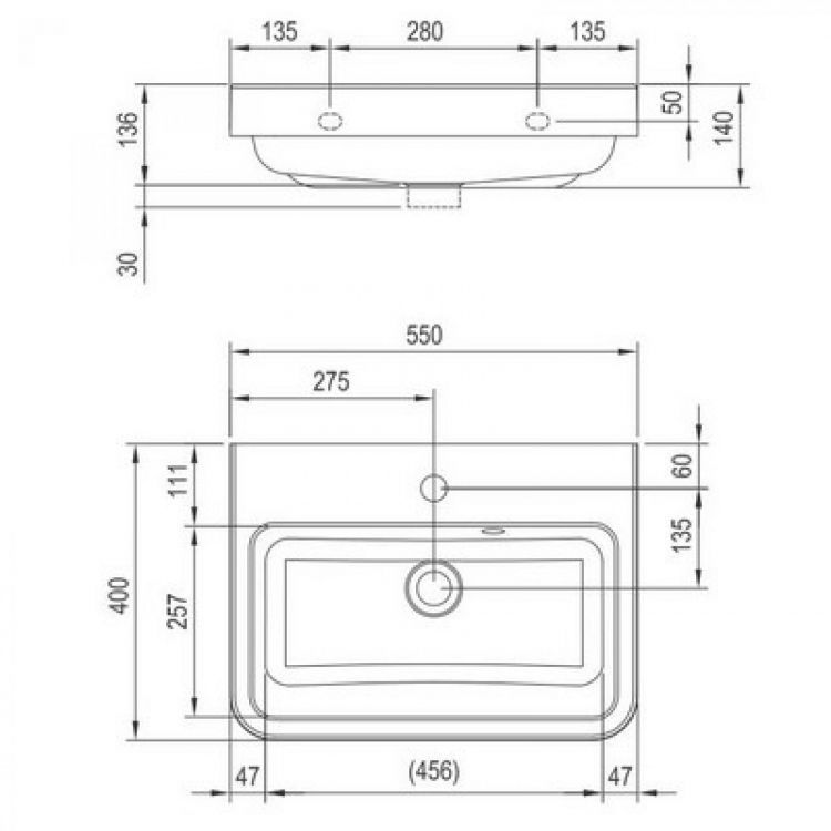 Умывальник Ravak BeHappy II 55x40 XJA01155000 Умывальник Ravak BeHappy II 55x40 XJA01155000