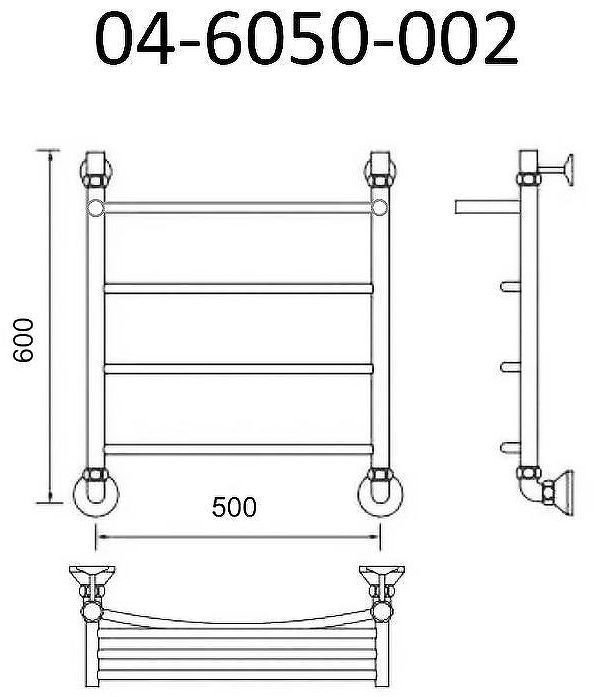 Водяной полотенцесушитель Маргроид Вид 4 600x500 04-6050-002 с полкой Хром