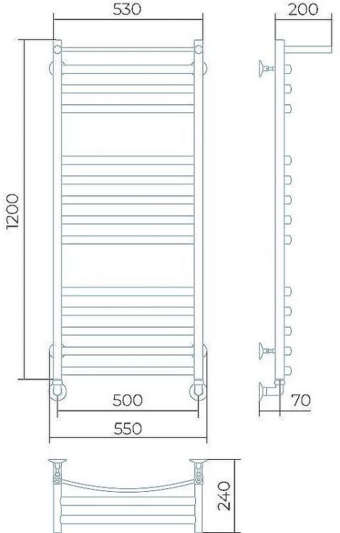 Водяной полотенцесушитель Larusso Гранд П14 500x1200 4670078535528 с полкой Хром Водяной полотенцесушитель Larusso Гранд П14 500x1200 4670078535528 с полкой Хром