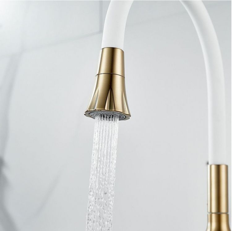 Смеситель для кухни Raffine F303G-1 цвет Золотой сатин Белый Смеситель для кухни Raffine F303G-1 цвет Золотой сатин Белый