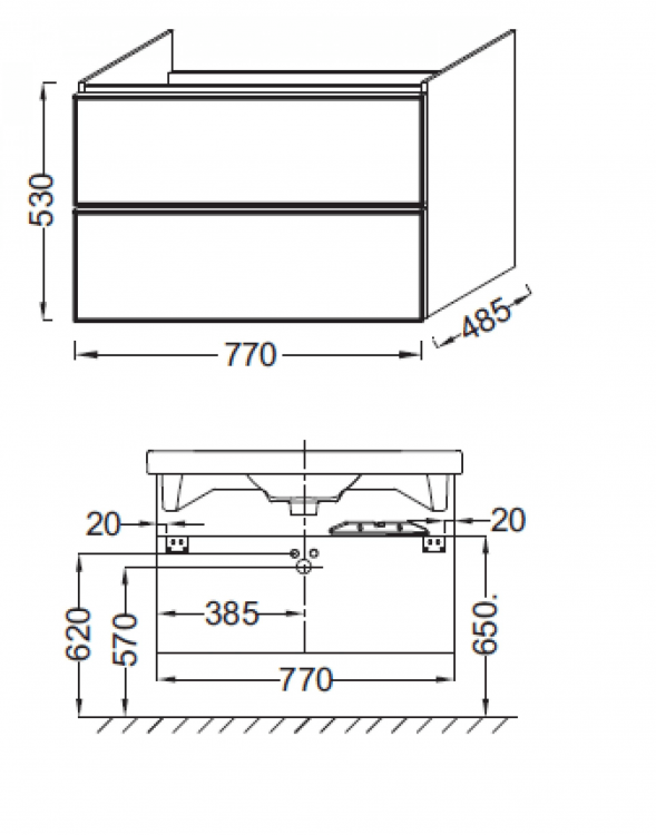 Тумба подвесная Odeon Up 80 см, цвет дуб серый [EB895-E71]