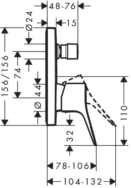 Hansgrohe Vivenis Смеситель для ванны, встраиваемый, цвет: черный матовый