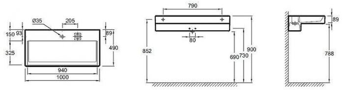 Раковина Jacob Delafon Terrace 100 EXC112-00 без подсветки