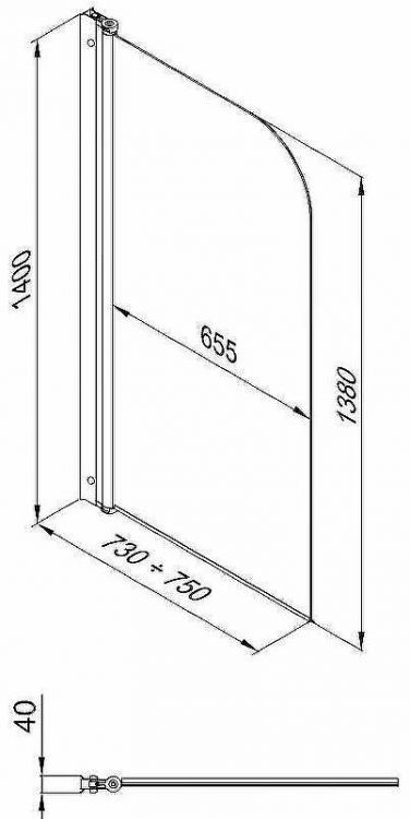 Шторка на ванну Triton Соло 75х140 Щ0000038541 профиль Хром стекло прозрачное Шторка на ванну Triton Соло 75х140 Щ0000038541 профиль Хром стекло прозрачное