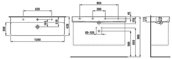 Раковина Laufen Val 120 8.1028.9.000.104.1 Белая