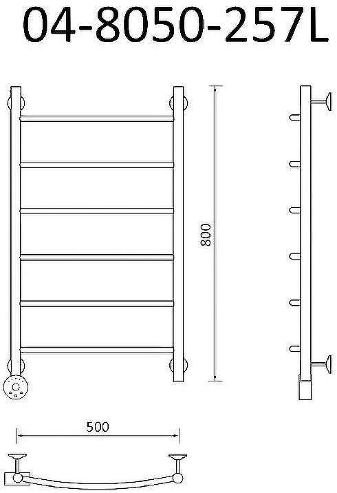 Электрический полотенцесушитель Маргроид Вид 4 870x500 04-8050-257L левый Хром