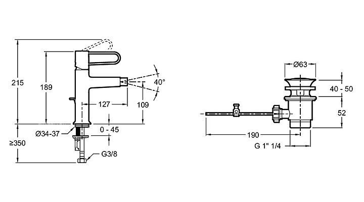 Смеситель для биде Jacob Delafon Odeon Rive Gauche E21033-CP-CP, хром