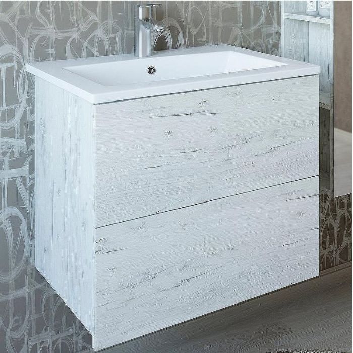 Тумба с раковиной Sanflor Чикаго 75 С16781 подвесная Дуб крафт белый