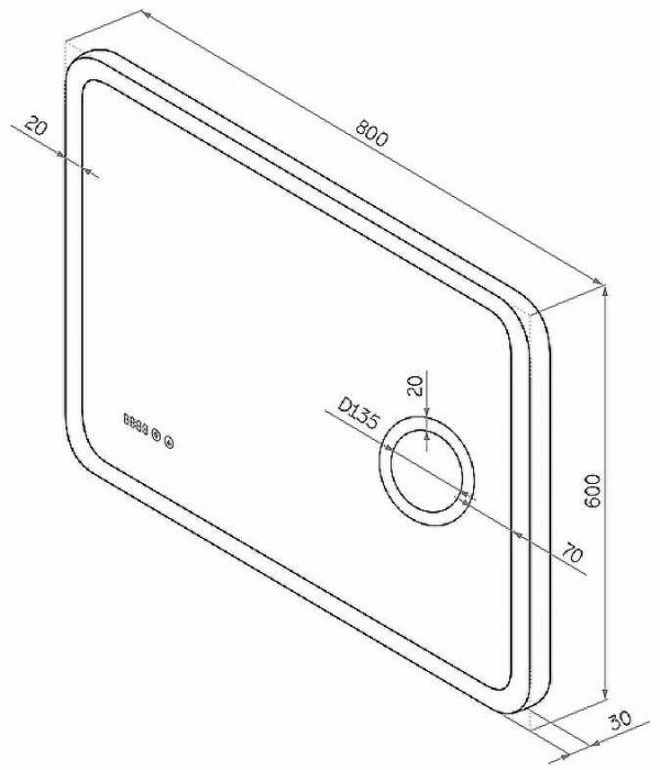Зеркало Континент Bliss 800х600 ЗЛП450 с подсветкой с сенсорным выключателем с увеличительным зеркалом с подогревом с часами