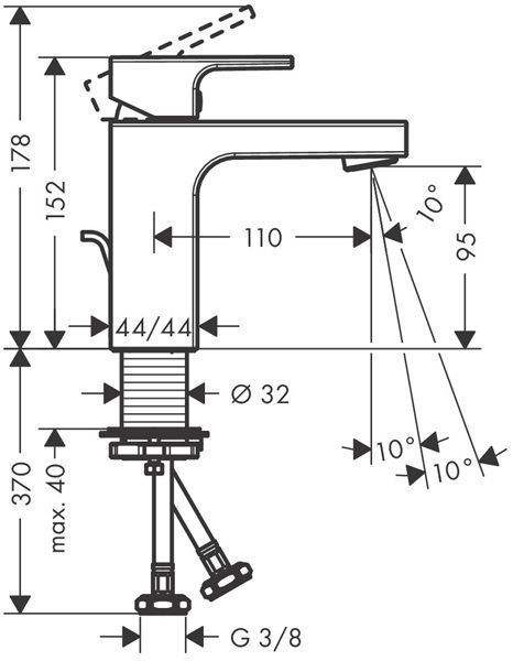 Hansgrohe Vernis Blend Смеситель для раковины, излив 100 мм, цвет: матовый черный