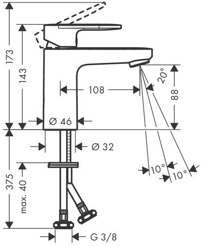 Hansgrohe Vernis Blend Смеситель для раковины, излив 100 мм, цвет: матовый черный