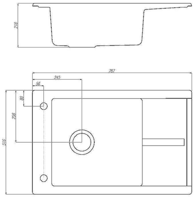 Кухонная мойка Aquaton Делия 78 1A715132DE210 Графит
