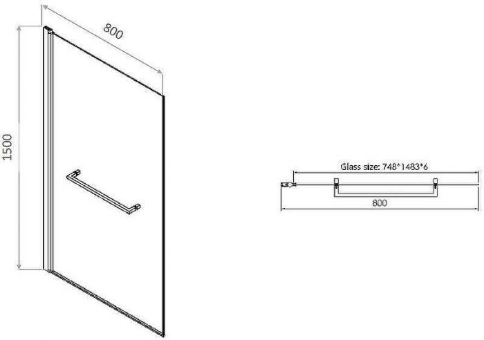 Шторка на ванну Allen Brau Priority 80 3.31023.00 профиль Хром стекло прозрачное