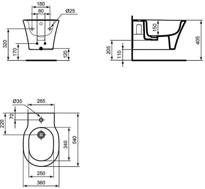 Биде Ideal Standard Connect Air E233501 подвесное Euro White