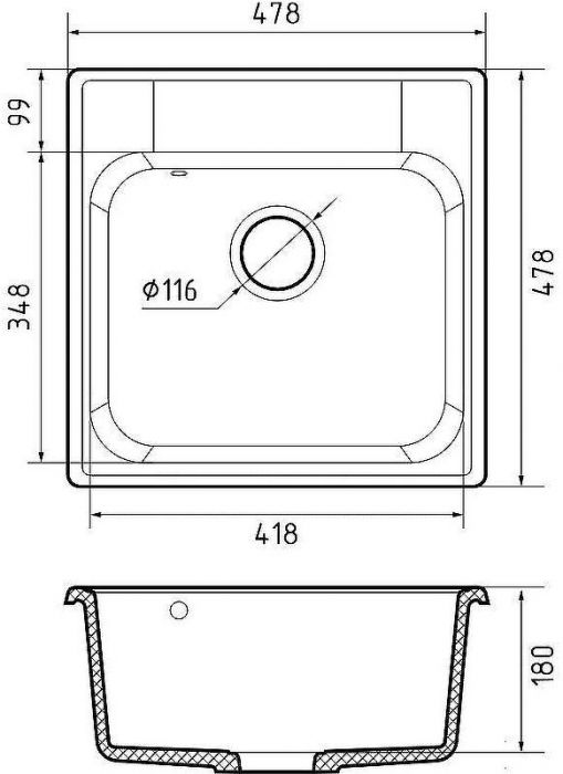 Кухонная мойка GranFest Quarz GF-Z48 Песочная