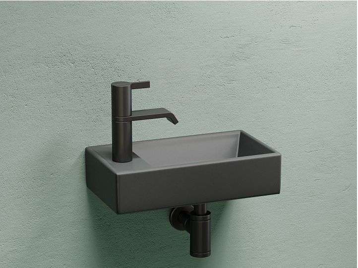 Умывальник CERAMICANOVA Element подвесной прямоугольный (чаша справа, отверстие под смеситель слева) цвет темный антрацит матовый CN6051RMDH