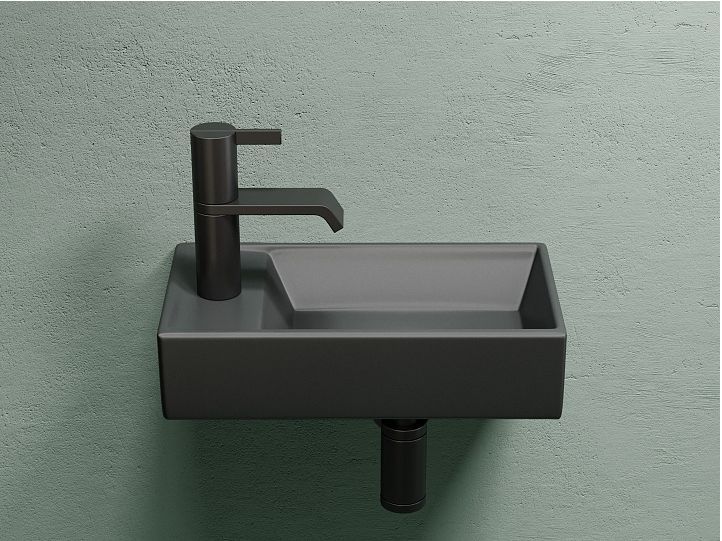 Умывальник CERAMICANOVA Element подвесной прямоугольный (чаша справа, отверстие под смеситель слева) цвет темный антрацит матовый CN6051RMDH