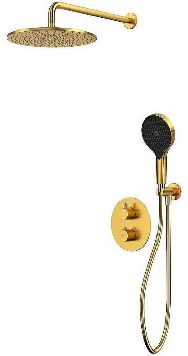 Душевая система Whitecross Y brushed gold YSET08TOPGLB с термостатом Брашированное золото