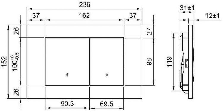 Клавиша смыва Olive's Porto PR412W Белая матовая