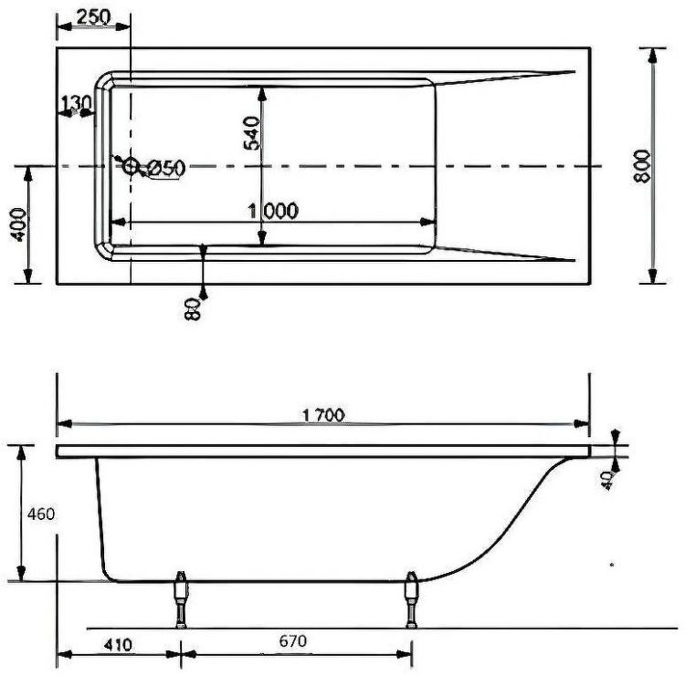 Ванна из искусственного камня BellSan Даниелла 170x80 4627171531018 без гидромассажа
