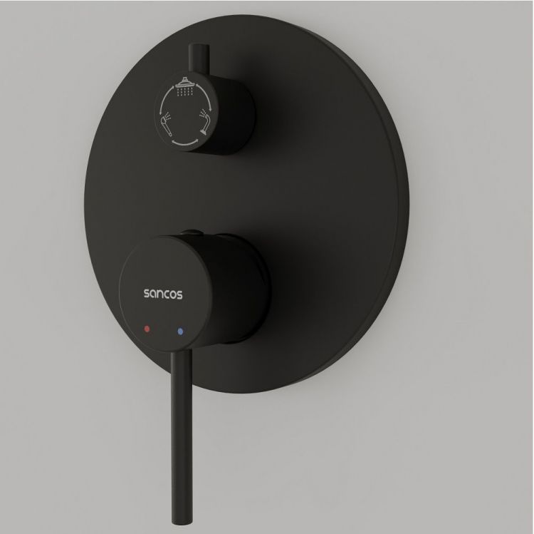 Душевой комплект SANCOS Select встраиваемый для душа, цвет чёрный матовый, SC3004MB