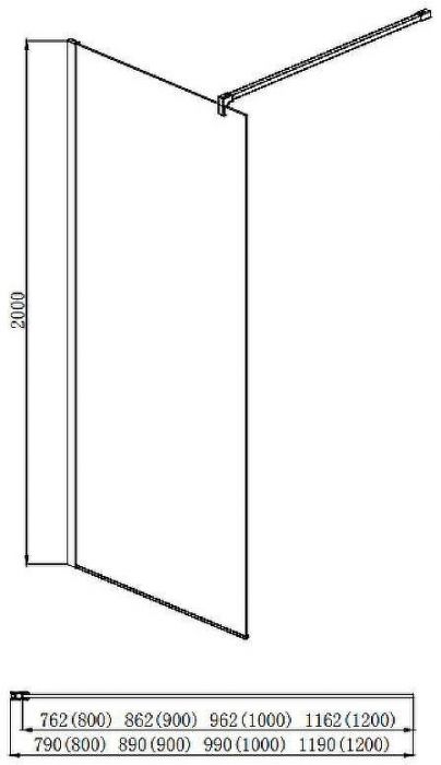 Душевая перегородка Aquatek 80 AQ WIW 08020BL профиль Черный стекло прозрачное