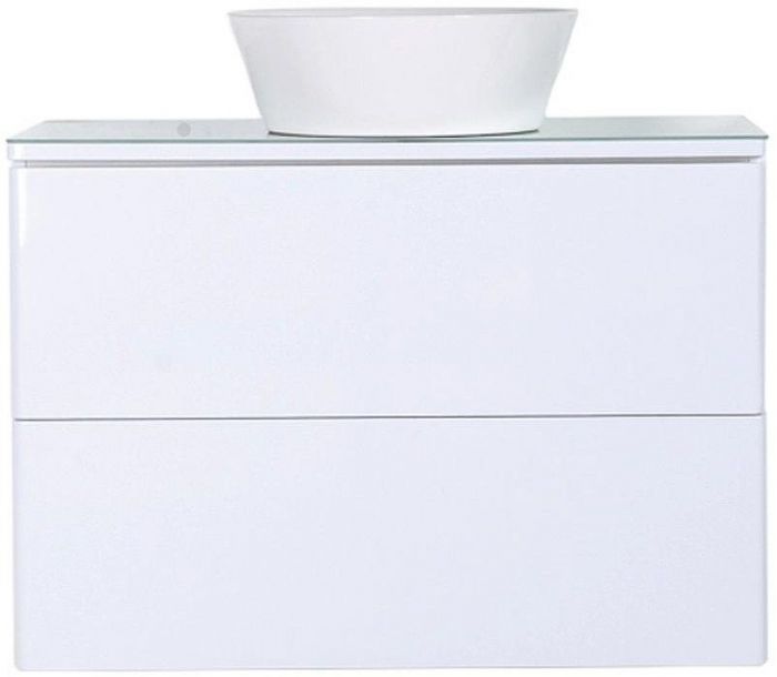 Тумба с раковиной Orange Otto 75 Ot-75TuGLASS+B08-360W подвесная Белый глянец
