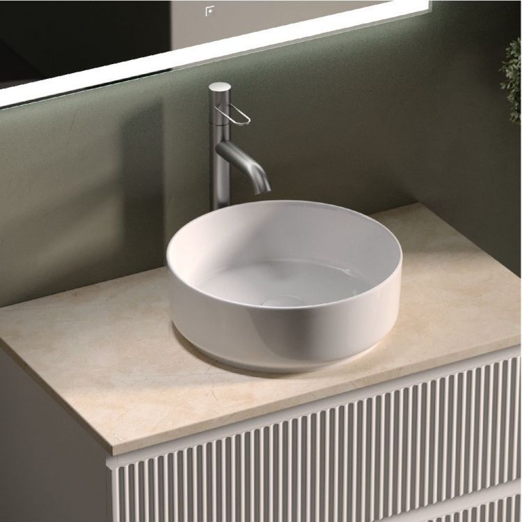 Тумба подвесная SANCOS Snob R, Bianco 790х445х500, под столешницу с отверстием под смеситель, цвет Kreman, SNR80W