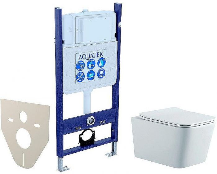 Комплект унитаза с инсталляцией Aquatek Либра New SET AQUATEK ЛИБРА N-14 с сиденьем Микролифт