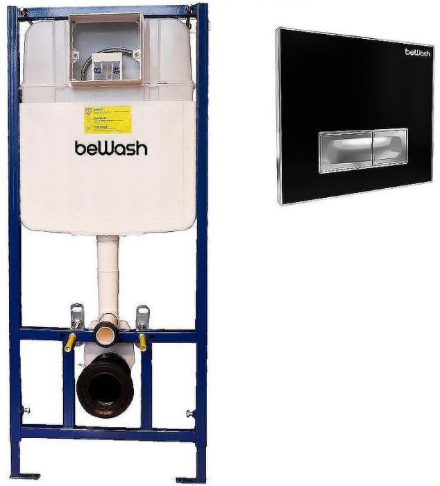 Инсталляция beWash BW74 K500RZVP0500SYC00000 для унитаза с клавишей смыва Черное стекло Хром