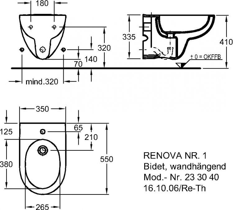 Биде подвесное Keramag Renova Nr.1, 233040000 Биде подвесное Keramag Renova Nr.1, 233040000