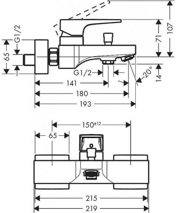 Смеситель для ванны Hansgrohe Metropol 74540000 Хром
