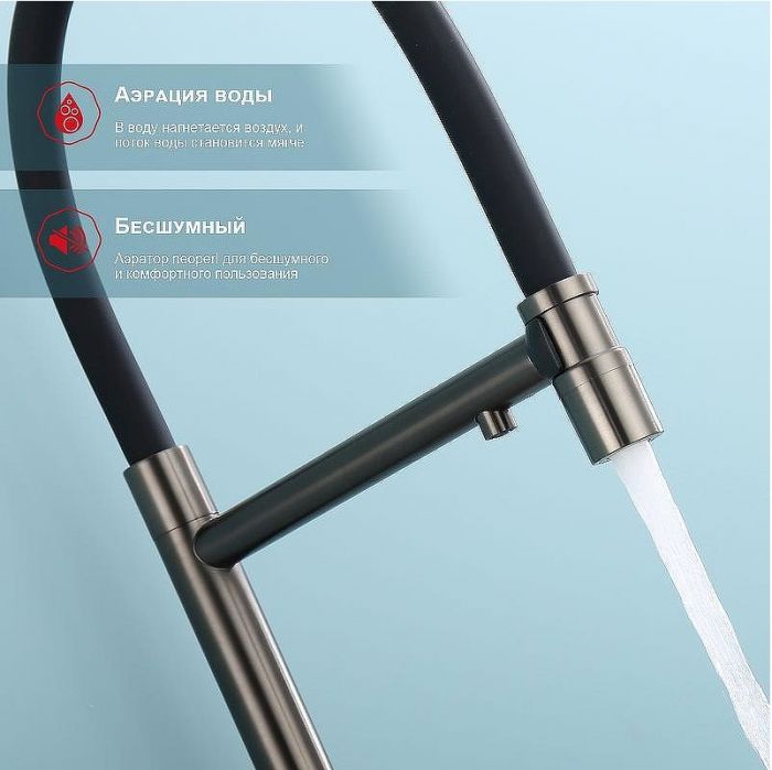 Смеситель для кухни Raglo R81.63.09 Графит матовый Черный