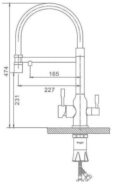 Смеситель для кухни Raglo R81.63.09 Графит матовый Черный