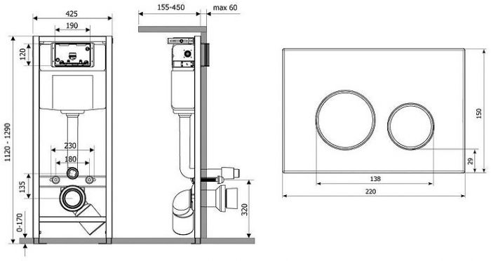 Инсталляция Lavinia Boho RelFix 77020020 для унитаза с клавишей смыва цвет Черный матовый
