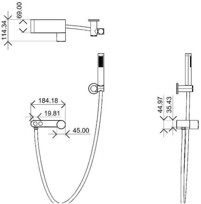 Смеситель для ванны Boheme Stick 123-WG.2 Белый матовый Золото