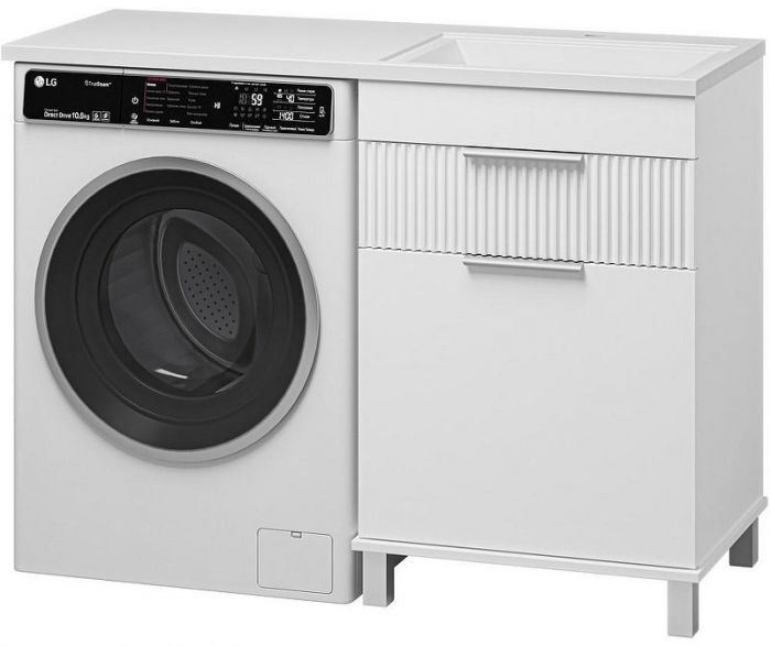 Тумба с раковиной Brevita Enfida 120 R УТ000024653 с бельевой корзиной Белая матовая