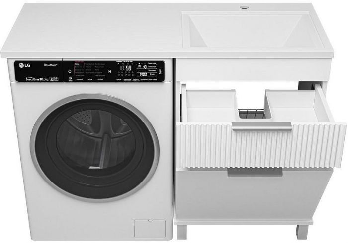 Тумба с раковиной Brevita Enfida 120 R УТ000024653 с бельевой корзиной Белая матовая
