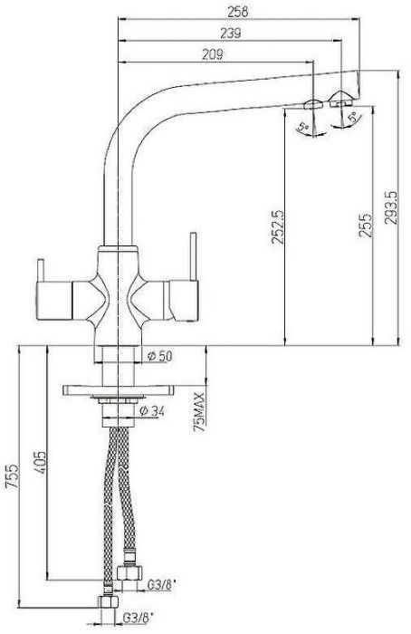 Смеситель для кухни Paini Arena 92CR6433VEB90DAKM Хром