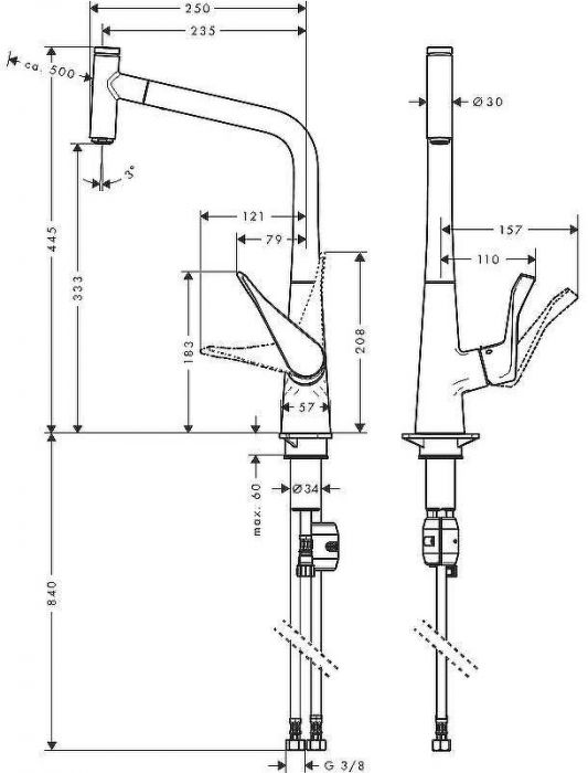 Смеситель для кухни Hansgrohe Metris Select 14884000 Хром