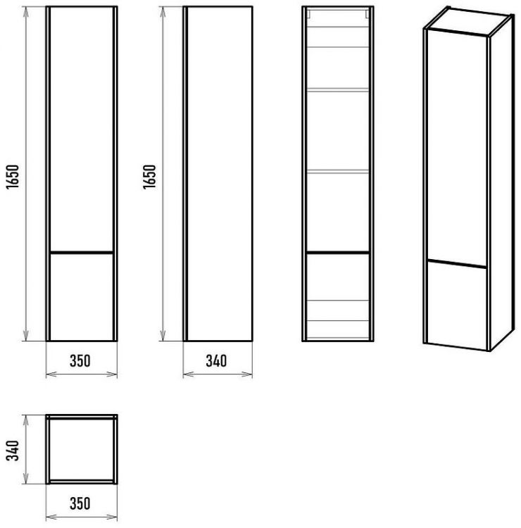 Шкаф пенал Brevita Greenwood 35 L GRE-05035-08Л подвесной Зеленый матовый Дуб Галифакс олово