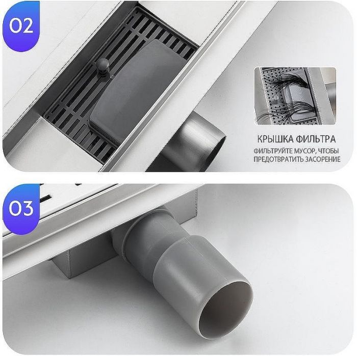 Душевой лоток Gappo G87007-2 с решеткой Нержавеющая сталь