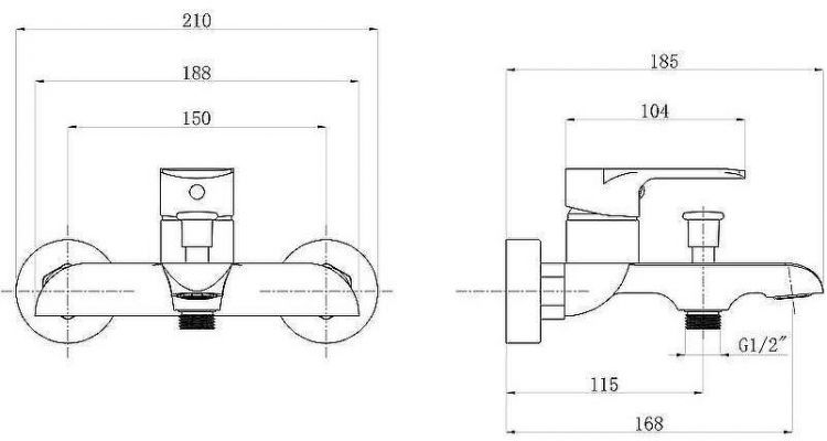 Смеситель для ванны beWash Bliss BVMM0BT123 Хром