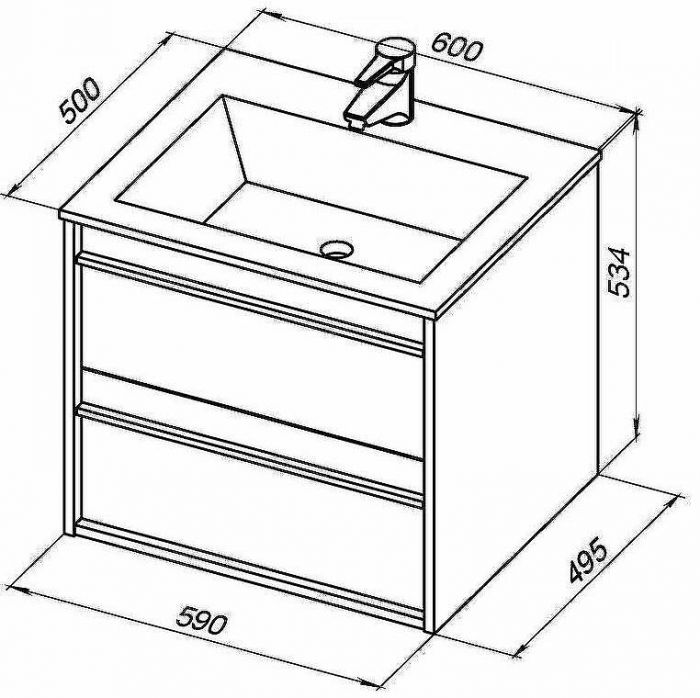 Комплект мебели для ванной Aquanet Lino 60 271952 подвесной Дуб Веллингтон
