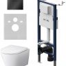 Комплект унитаза с инсталляцией AM.PM Sense FlashClean IS90238.741701 с сиденьем Микролифт и Черной матовой клавишей смыва